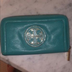 Turquoise Tory Burch Wallet